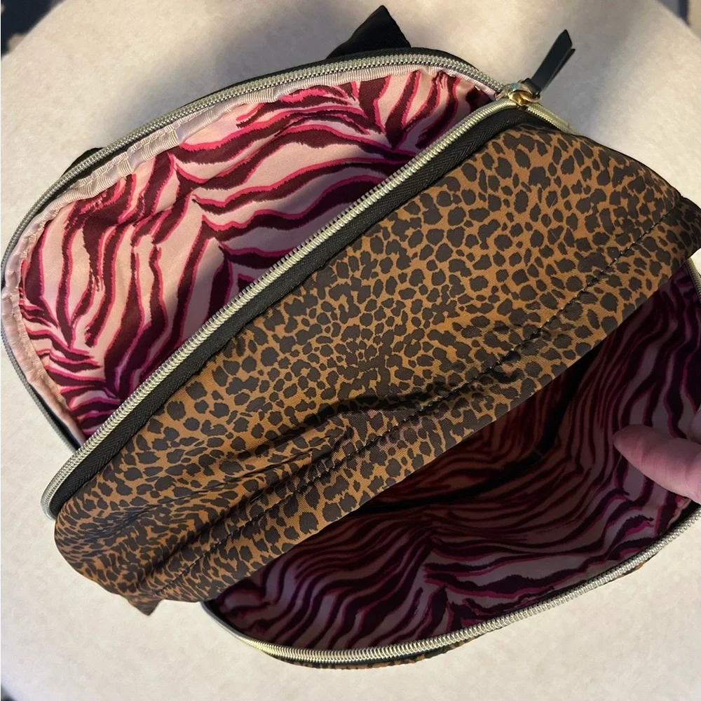 Stella & Dot Leopard Print Brown Backpack